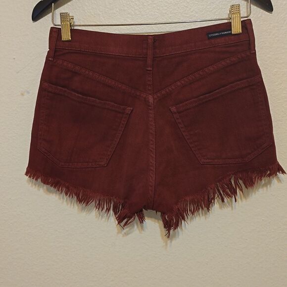 - CITIZENS OF HUMANITY MAROON, DISTRESSED HEM SIZE 26 - Picture 3 of 10